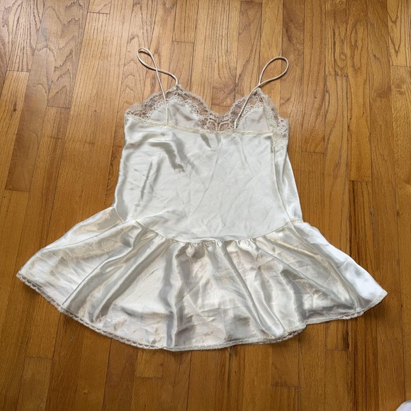 Vintage Pembrook Slip Dress M White Satin Lace Babydoll Chemise Lingerie Bridal - Picture 5 of 10